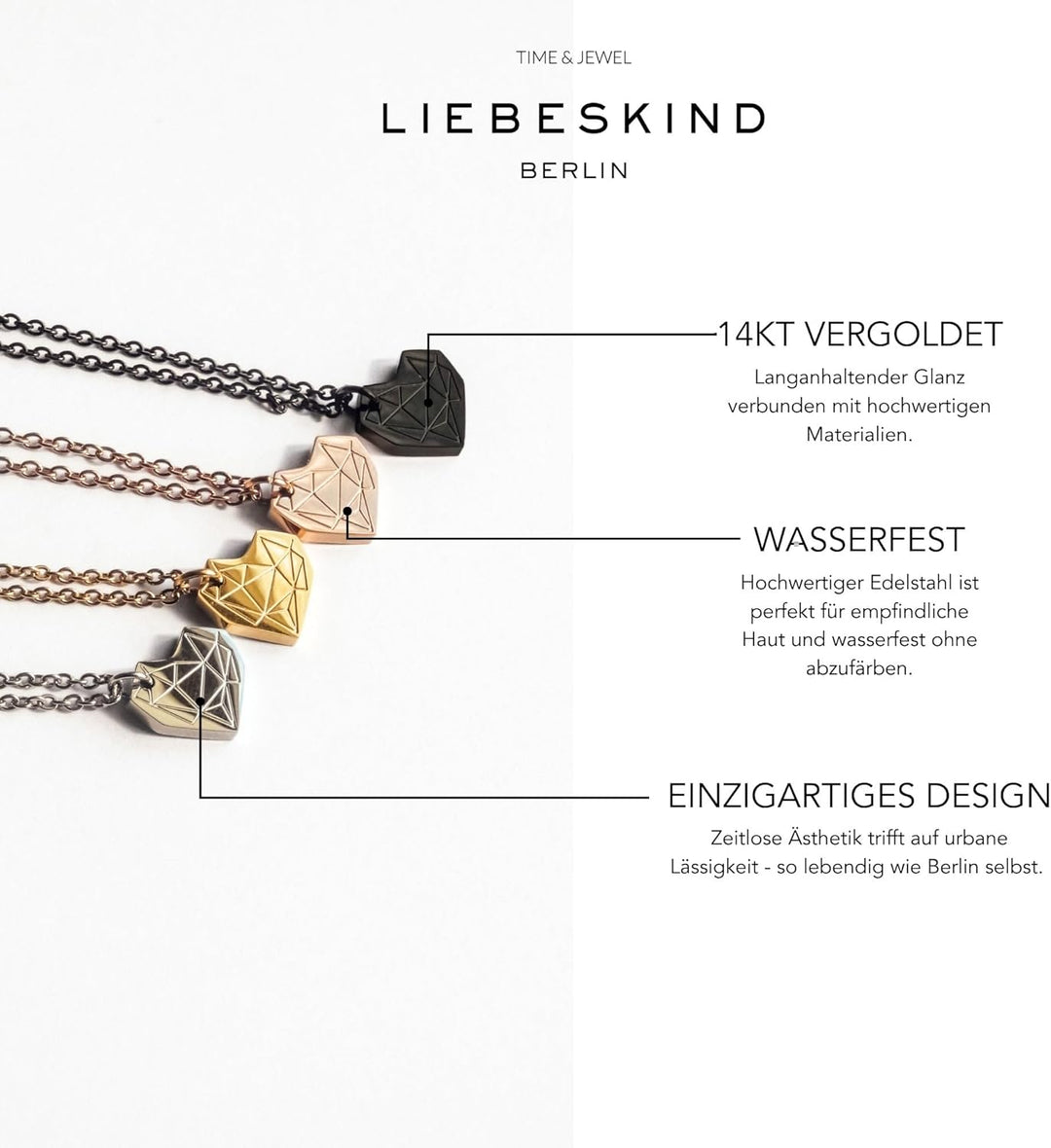 LIEBESKIND Damen Armband Herz Edelstahl Silber 20 cm Gold, Gold