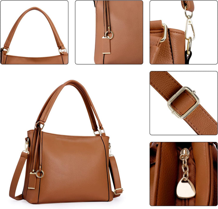 HAWEE Mode Damen Handtasche aus Weiches PU-Leder Umhängetasche Grosse Schultertasche mit Reissversch