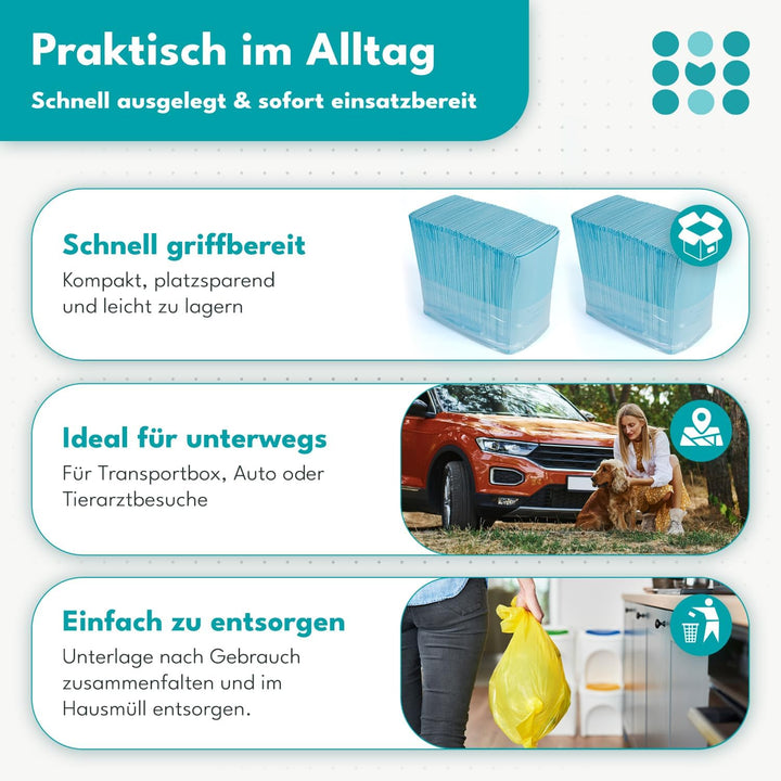 50x Welpen Unterlagen 60x40cm, maneo Trainingspads für Hunde, Welpen Unterlagen saugfähig, Hundeklo