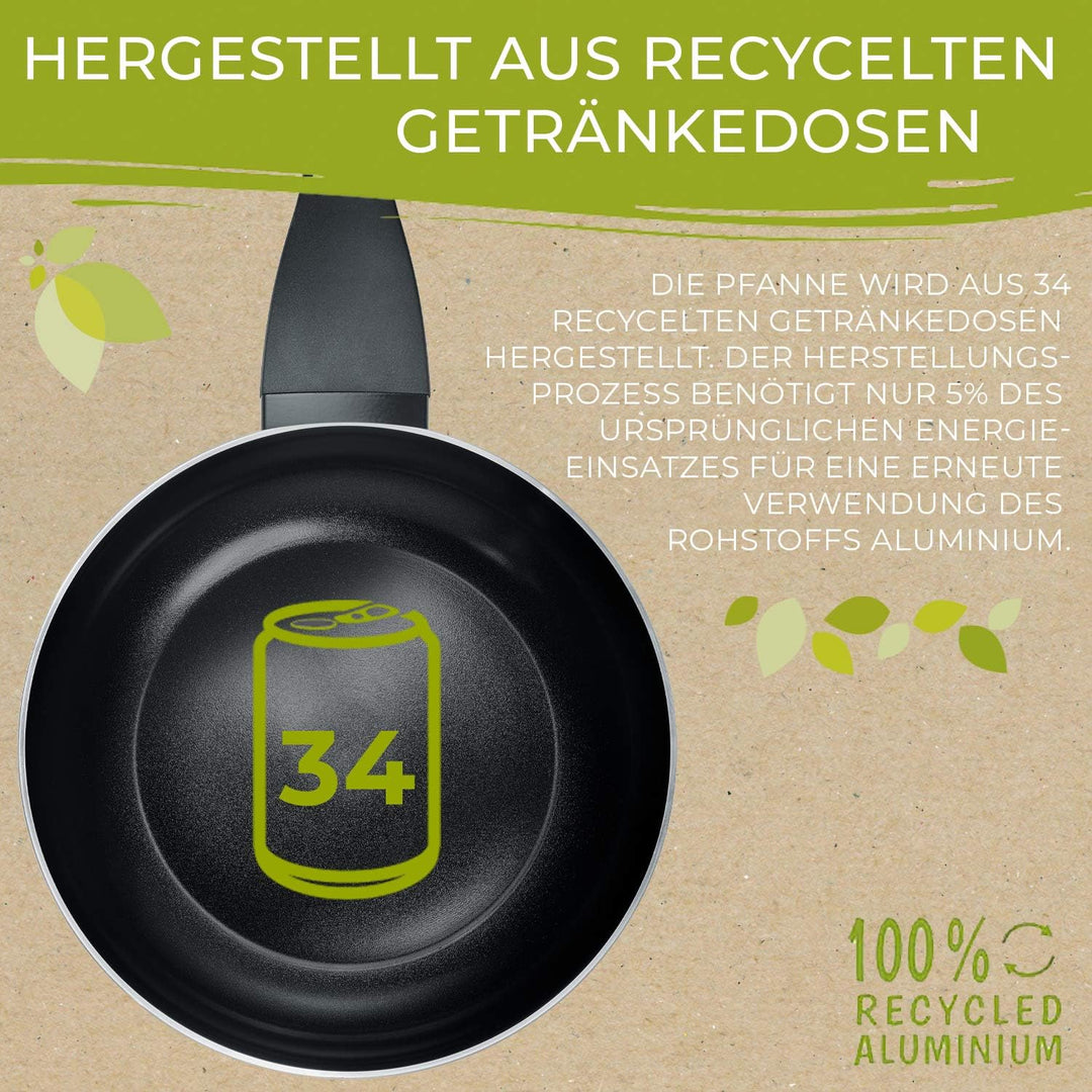 Berndes Pfanne 24 cm, b.green Alu Recycled Induction, Bratpfanne hergestellt zu 100% aus recycelten