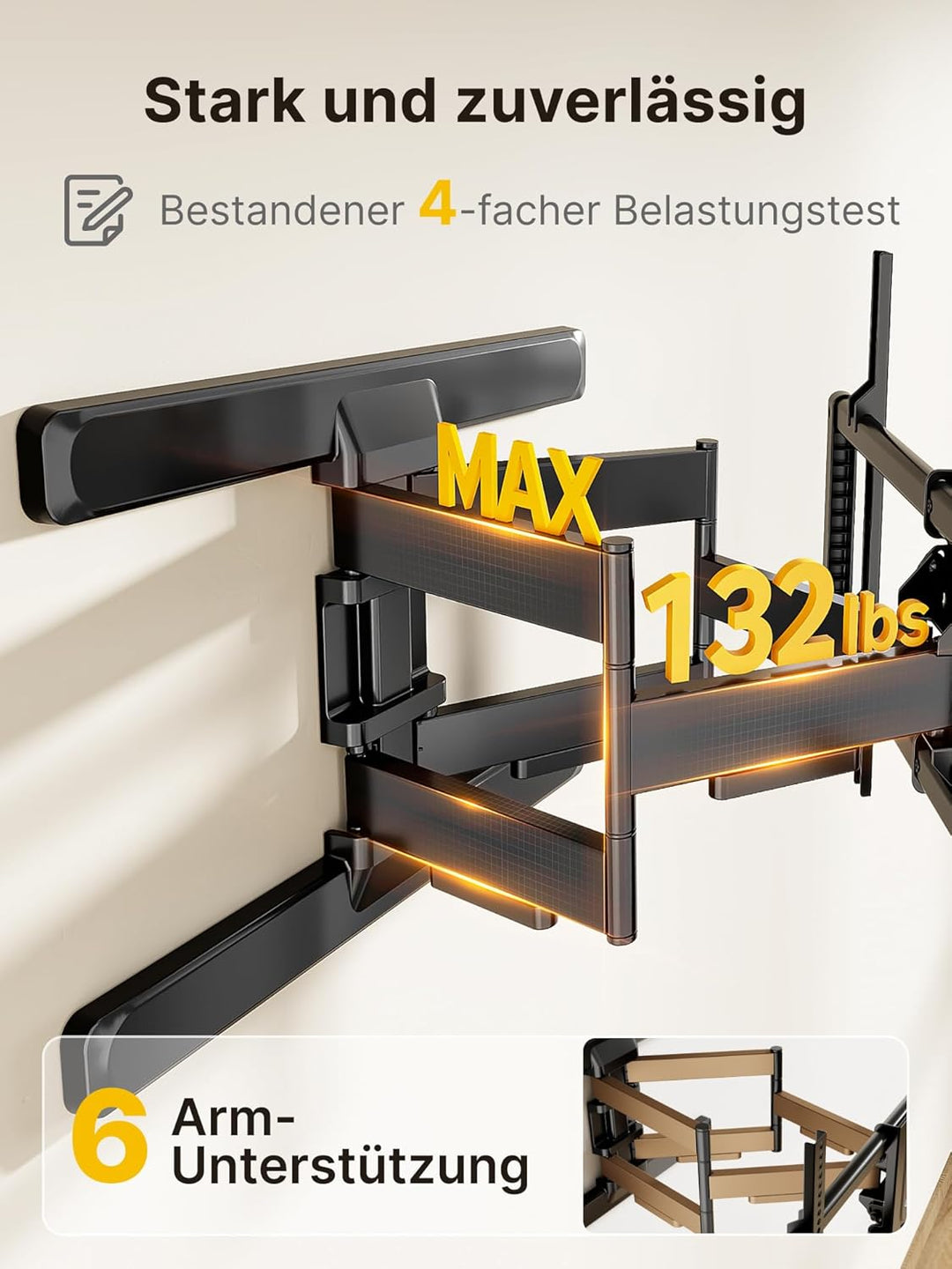 monTEK TV Wandhalterung für 43-95 Zoll Flach &amp; Curved Monitor bis zu 60kg, Schwenkbare und Neigbare