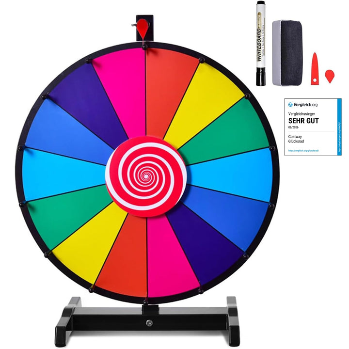 COSTWAY 24" Glücksrad Spielzeug Farbe Rad Spiele für Lotteriespiele Wortspiele, inkl. Radiergummi un