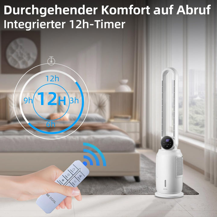 BE COOL 4in1 Design-Luftkühler mit Wasserkühlung - Verdunstungskühler, Ventilator, Luftbefeuchter, L