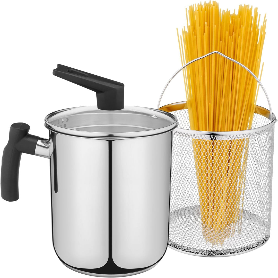 Navaris 3,4L Pasta Multi-Kochtopf - Integriertes Abtropfsieb & Frittierkorb - Für Induktions-, Keram