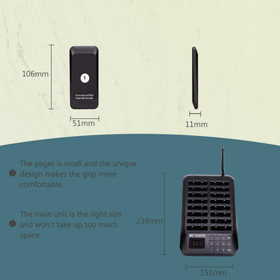 Retekess TD157 Pager System, Pager Rufsystem, Draussen 500M, Touchscreen-Pager, 1-99s Anrufzeit, Ein