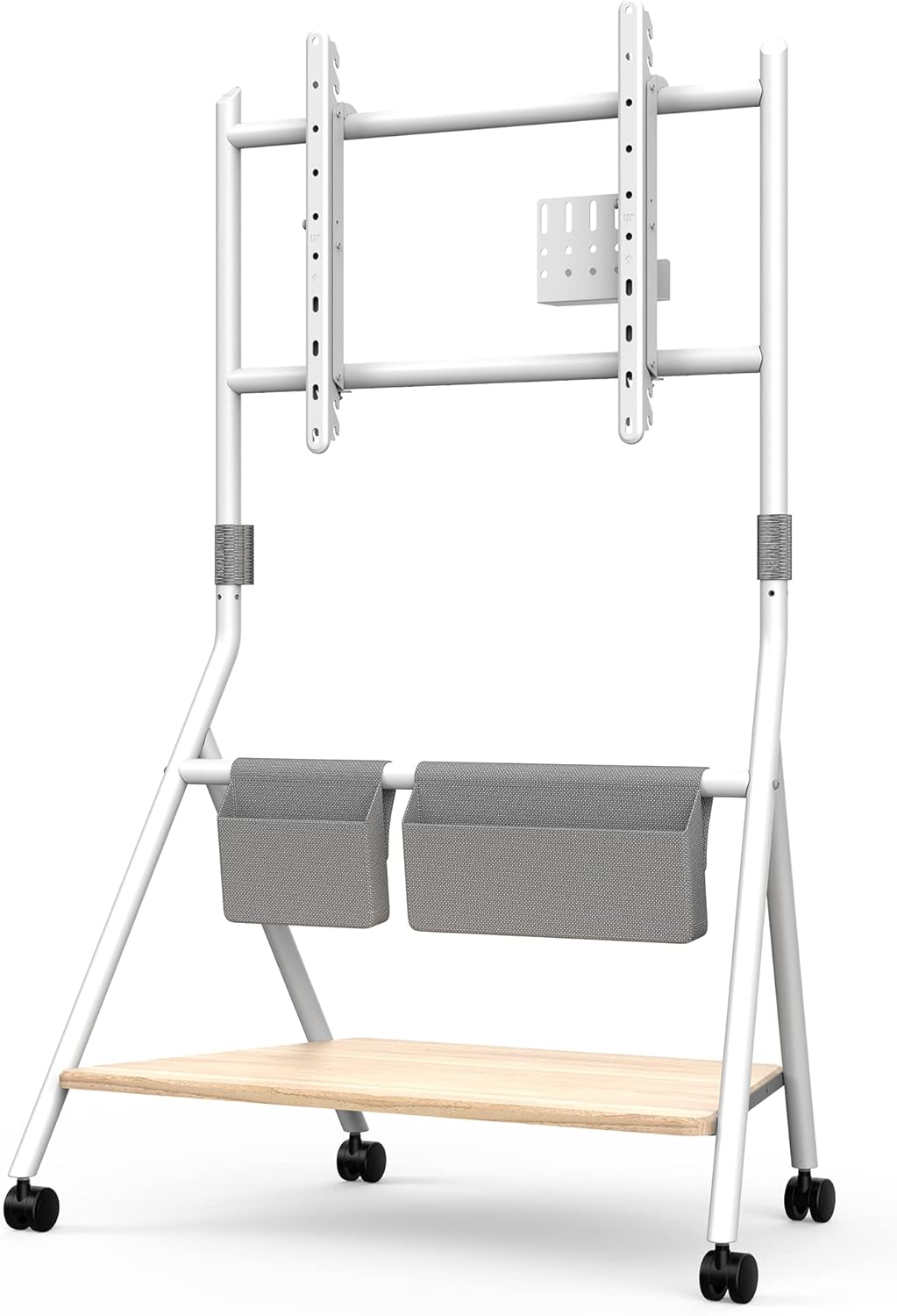 FITUEYES Design Mobiler TV Ständer Rollbar, TV Stand für 55 60 65 70 75 78 Zoll TV bis 45kg, Höhenve