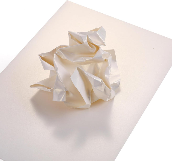 50 Blatt DIN A4 Perglanz-Papier Elfenbein Weiss-Metallic, Bastelpapier mit Perlmutt-Schimmer, 120 g/