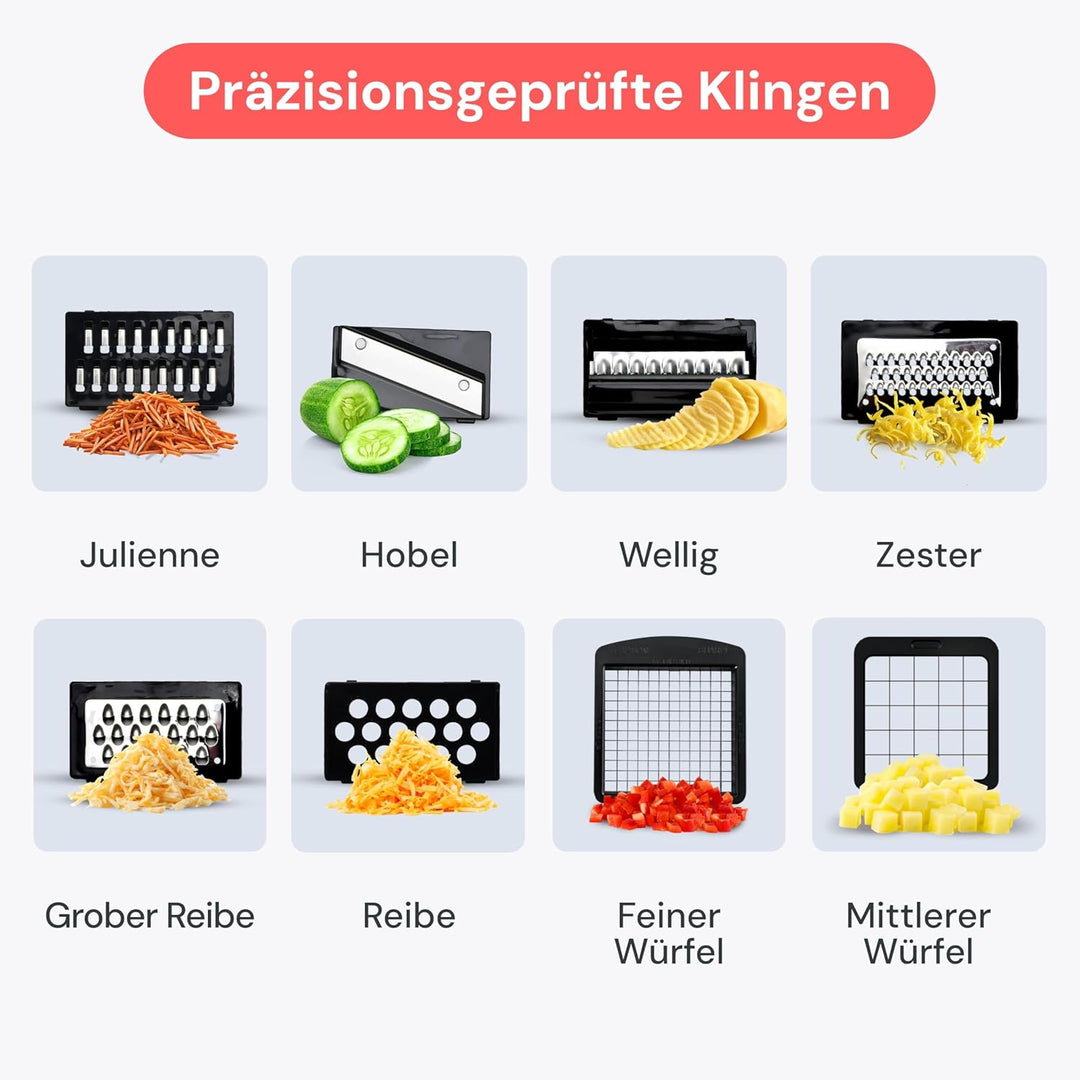 Fullstar Gemüseschneider und Mandoline Gemüsehobel - Julienne- und Würfelschneider für Gurken Zwiebe