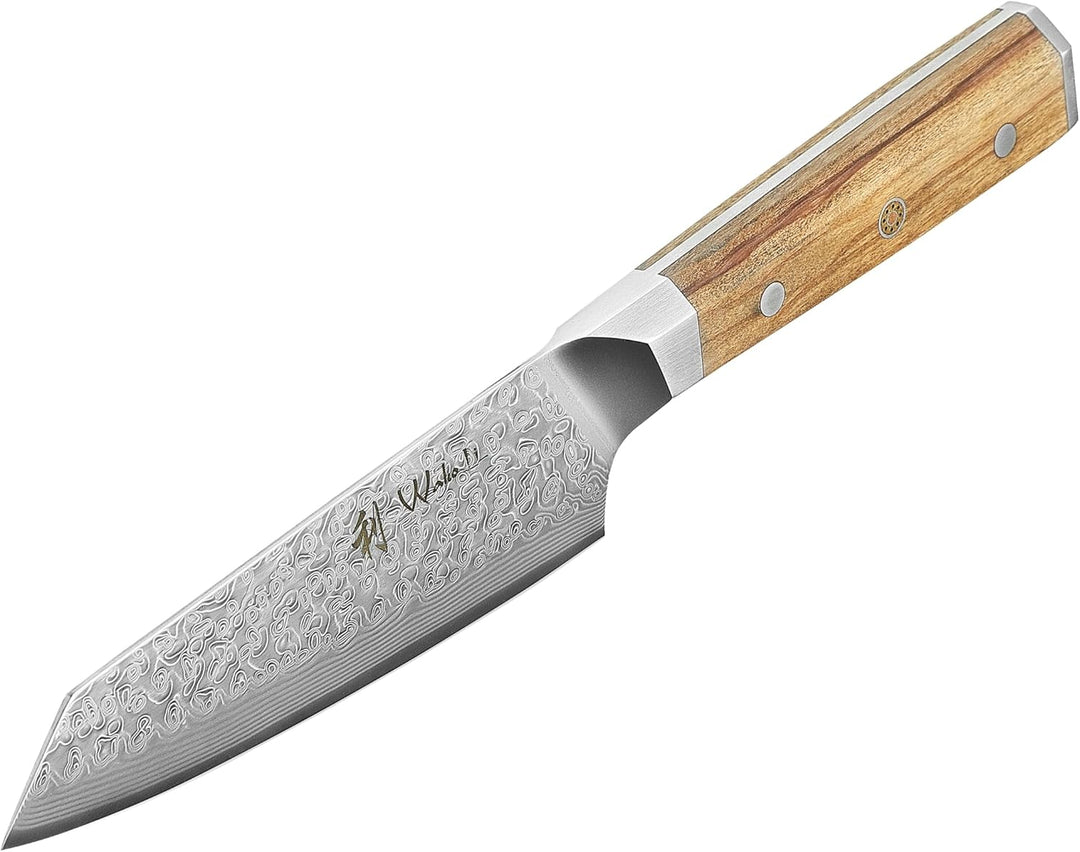 Wakoli Oribu Kiritsuke Kleines Chefmesser 15 cm extrem scharfe Klinge aus 67 Lagen I Damast Küchenme