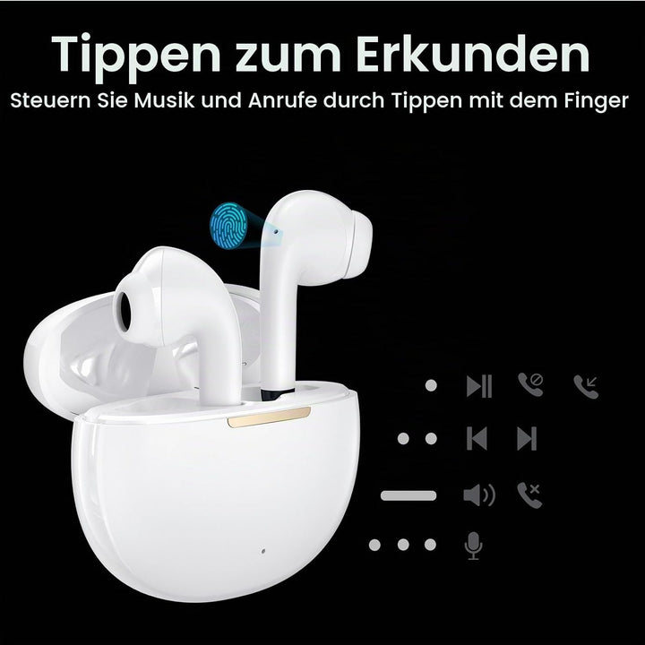 yobola Kopfhörer Kabellos Bluetooth 5.4, Semi-In-Ear Ohrhörer Tiefer Bass Stereo Touch Control mit 4
