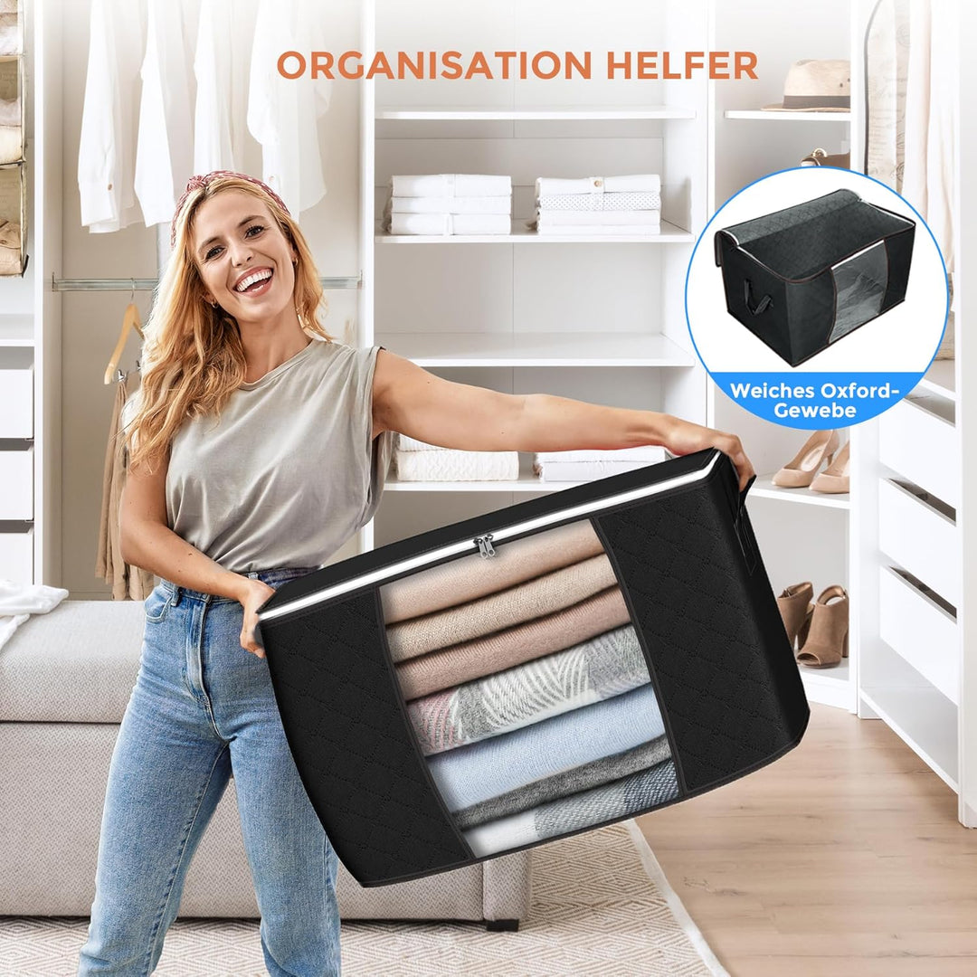 Budding Joy 4 Stück 90L Aufbewahrungstasche, Aufbewahrungsbox mit Deckel Grosse, Kleider Aufbewahrun