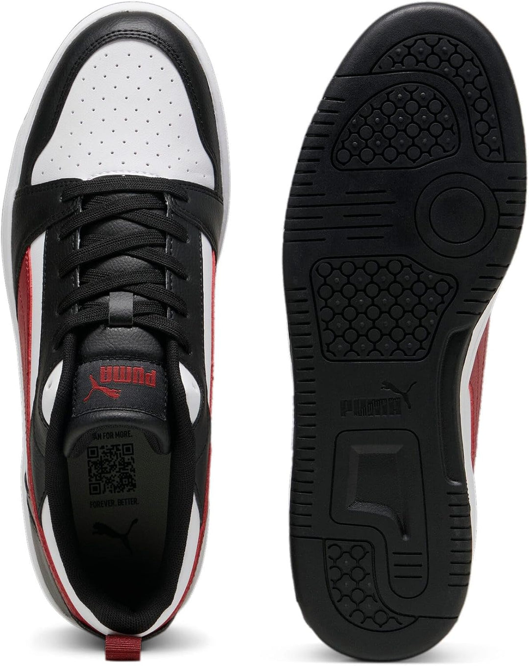 Puma Unisex Rebound V6 Low Sneaker 40 EU Puma White Intense Red Puma Black, 40 EU Puma White Intense