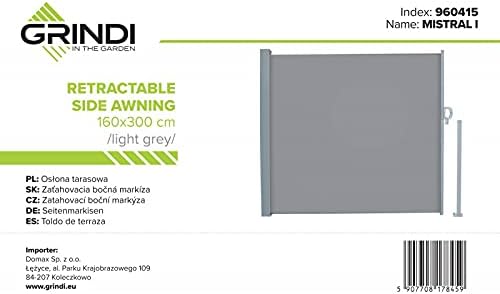 Grindi - Terasse Markise Windschutz Trennwand 160x300 Grau - Mistral Grau 160x300, Grau 160x300