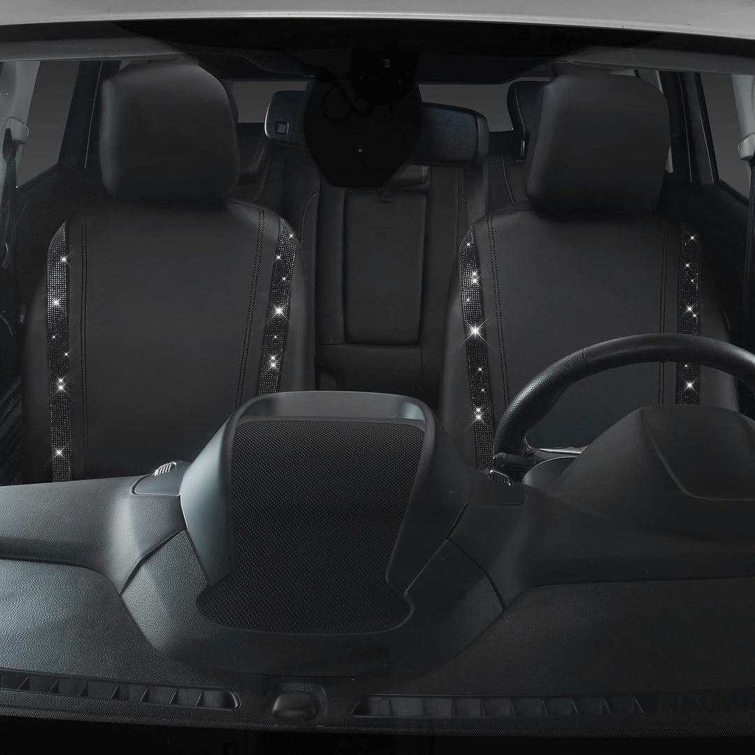 CAR PASS Wasserdicht Leder Autositzbezüge, Bling Diamant 2 Vordersitzbezüge, Glänzend Kristall Glitz