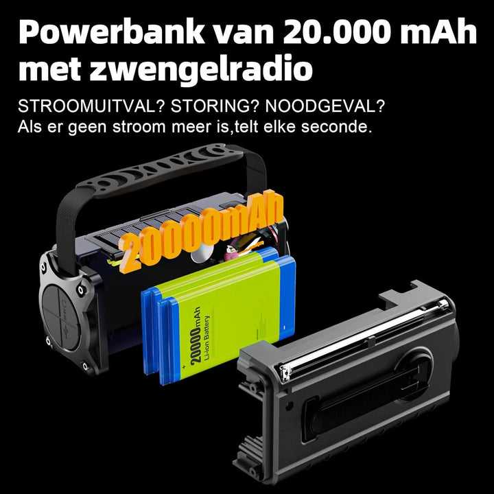 SOLARBABY DAB+/UKW Kurbelradio, Solar Notfallradio mit 20000mAh Akku, Tragbare Digital Radio mit LED