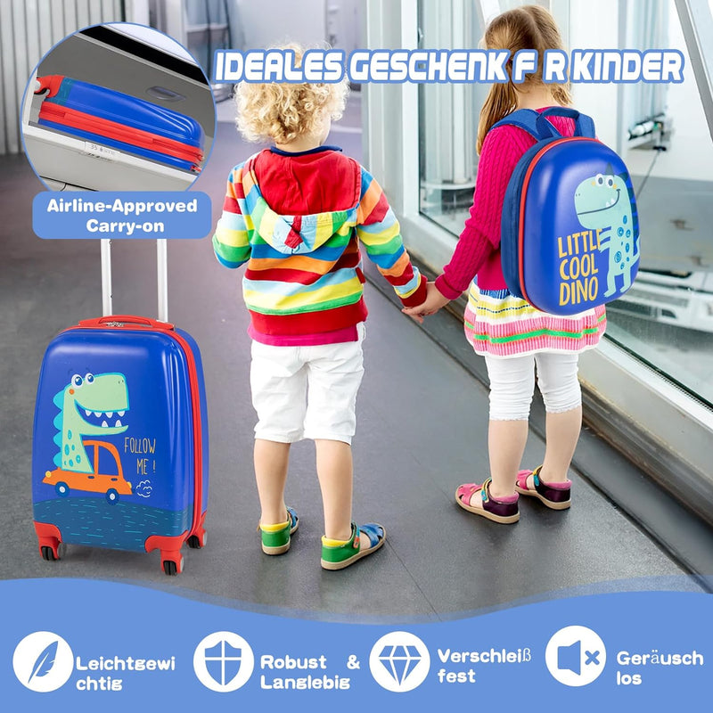 DREAMADE 2 TLG. Kinderkoffer & Rucksack, 16” +12” Kinderkofferset, Kindertrolley Kindergepäck, Handg