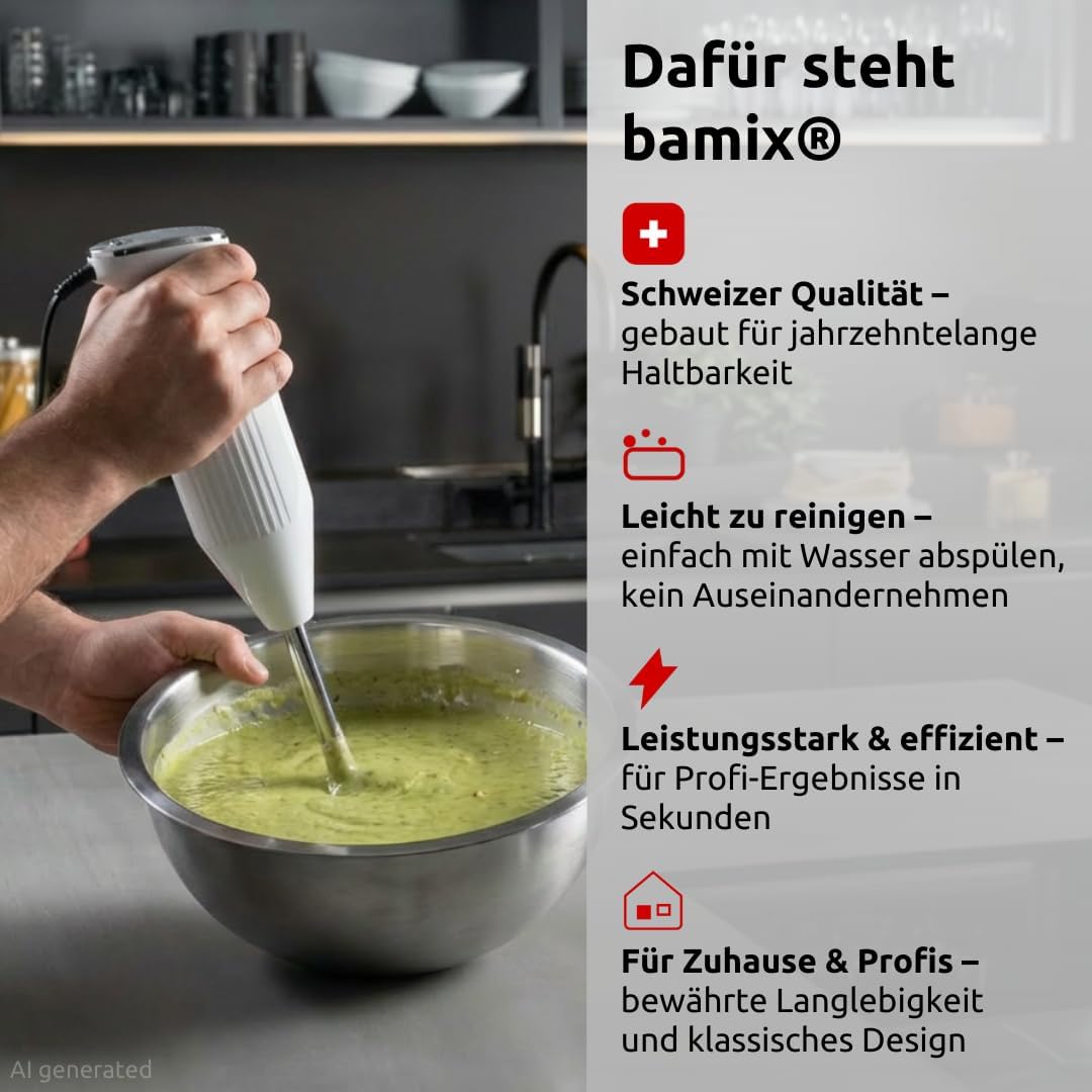 bamix Stabmixer Set M350 MAXX inkl. Multifunktions-, Fleisch-, Gemüsemesser, Quirl, Schlagscheibe au