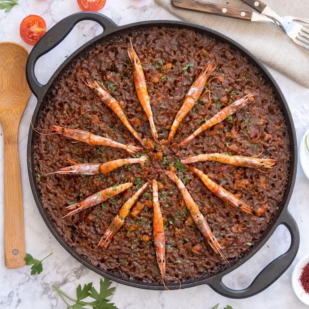 BBQ-Toro traditionelle Paella Pfanne für 6 Personen | Ø 36 cm | Gusseisen Grillpfanne mit Griffen |