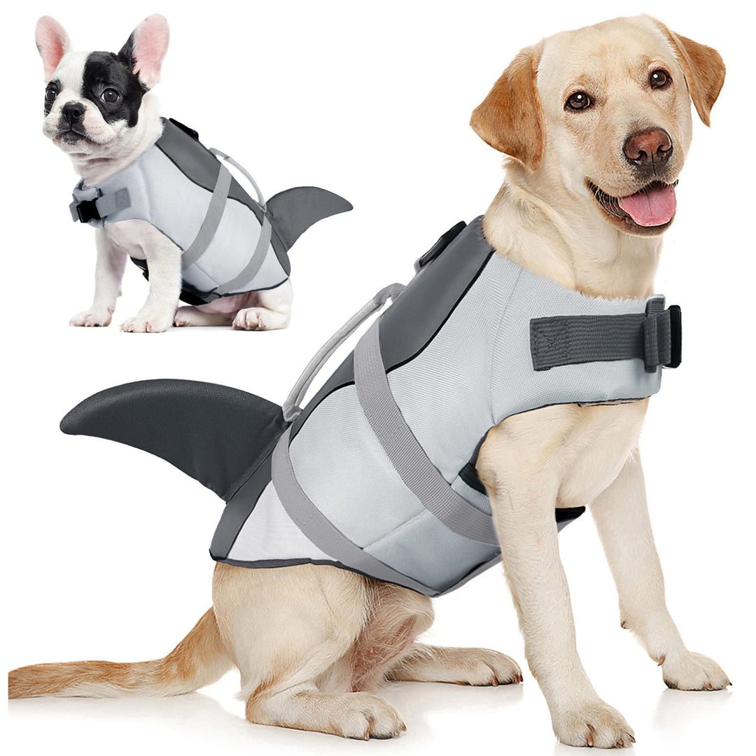 AOFITEE Schwimmweste Hund Mittel, Hoher Auftrieb Hundeschwimmweste Hai, Verstellbar & Ripstop Rettun