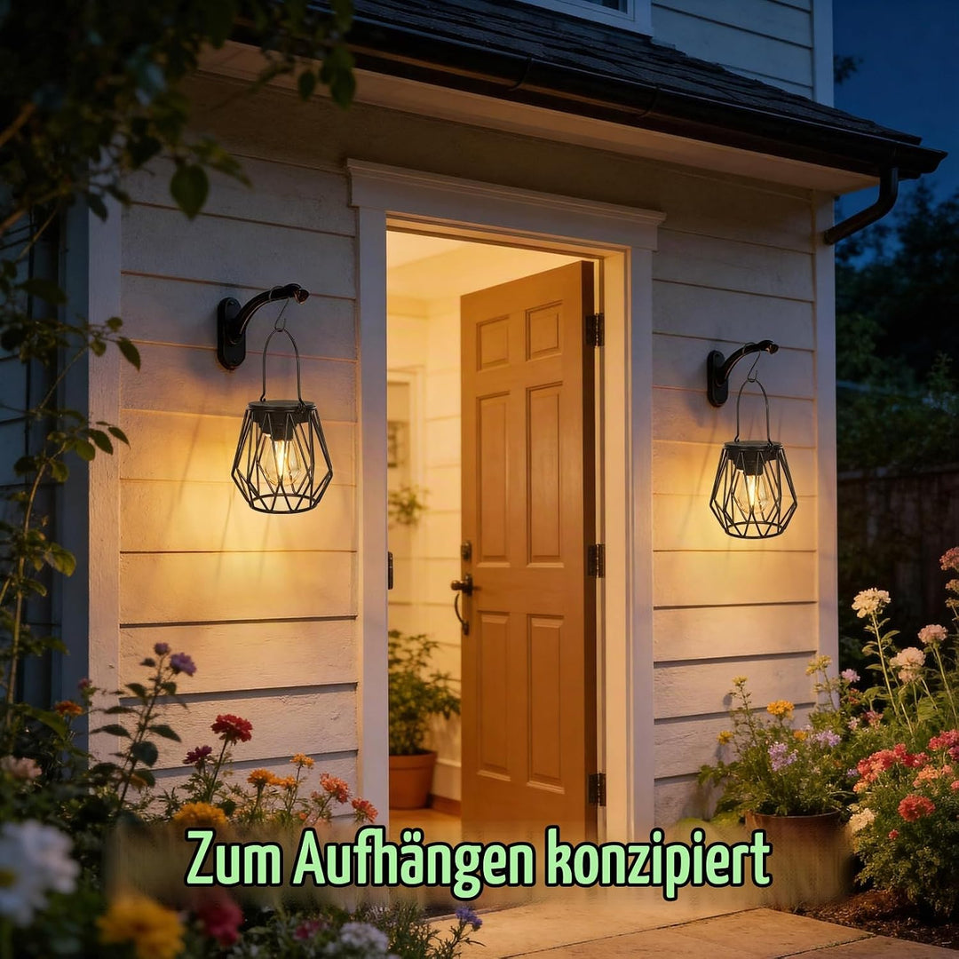Kimjo Solarlaterne für Aussen, Solarlampen für Aussen Garten Hängend/Stehend, IP65 Wasserdicht Solar