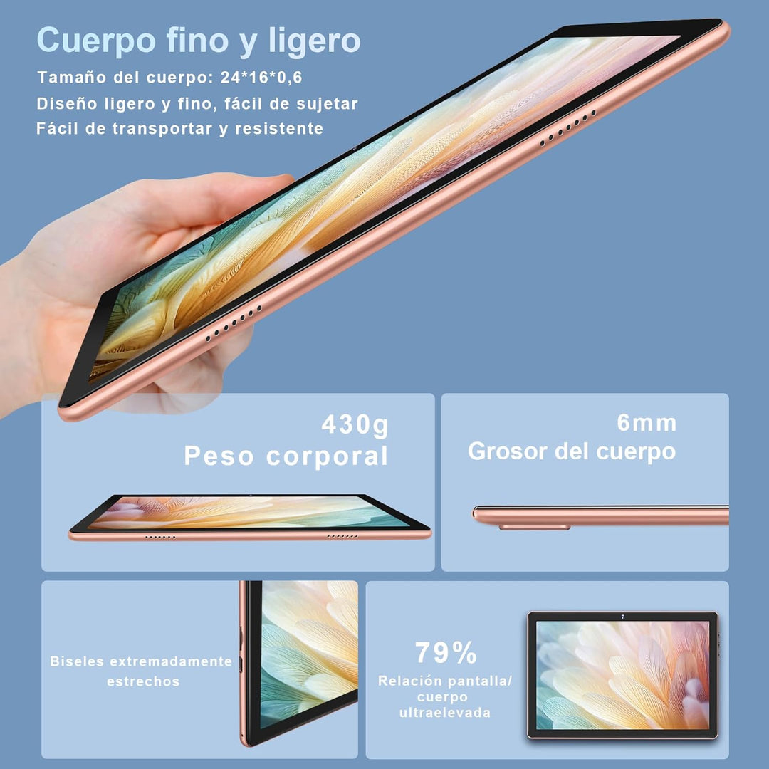 DMOAO Tablet 10 Zoll Android mit 5G WLAN, 8GB RAM + 64GB ROM(TF 1TB), Octa-Core 2.0 GHz, BT 5.0, Fac