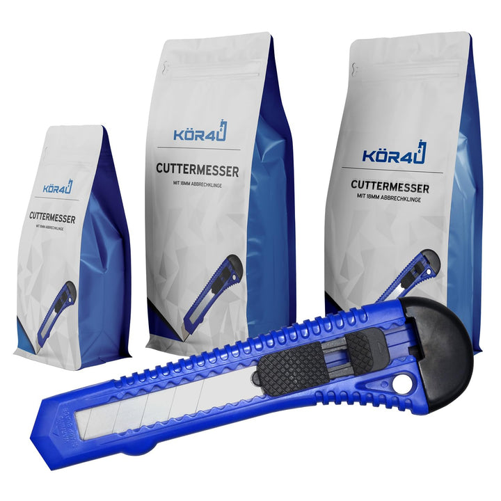 50x kör4u Cuttermesser, 18mm Abbrechklingen, Teppichmesser, Kartonmesser, Mehrzweck Messer, Allzweck