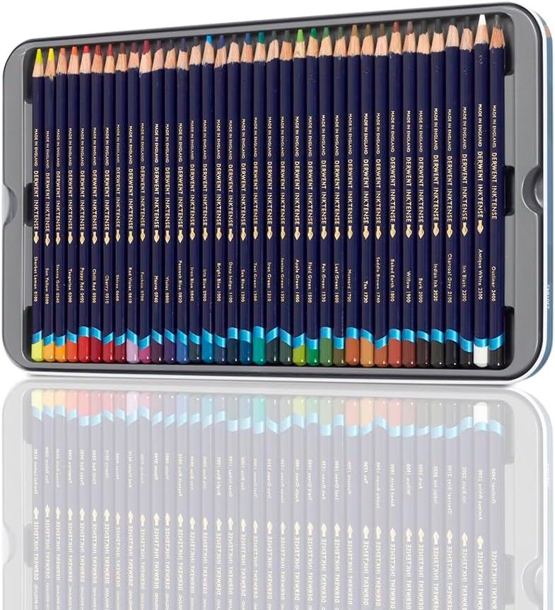 Derwent Inktense Permanent Wasserlösliche Aquarellstifte, 36er Set, Buntstifte mit 4 mm Premium Kern