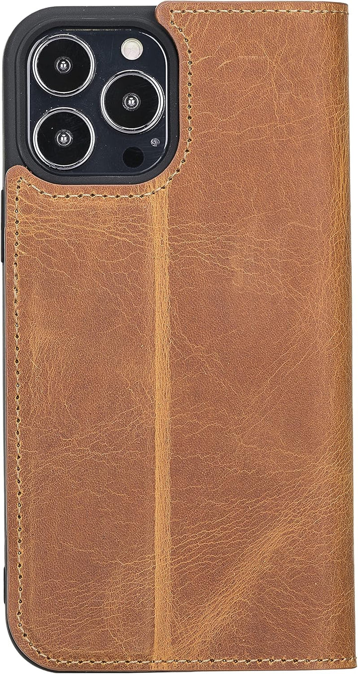 Solo Pelle aufklappbare Lederhülle kompatibel für iPhone 13 Pro in 6.1 Zoll inkl. 1 Kartenfach für d
