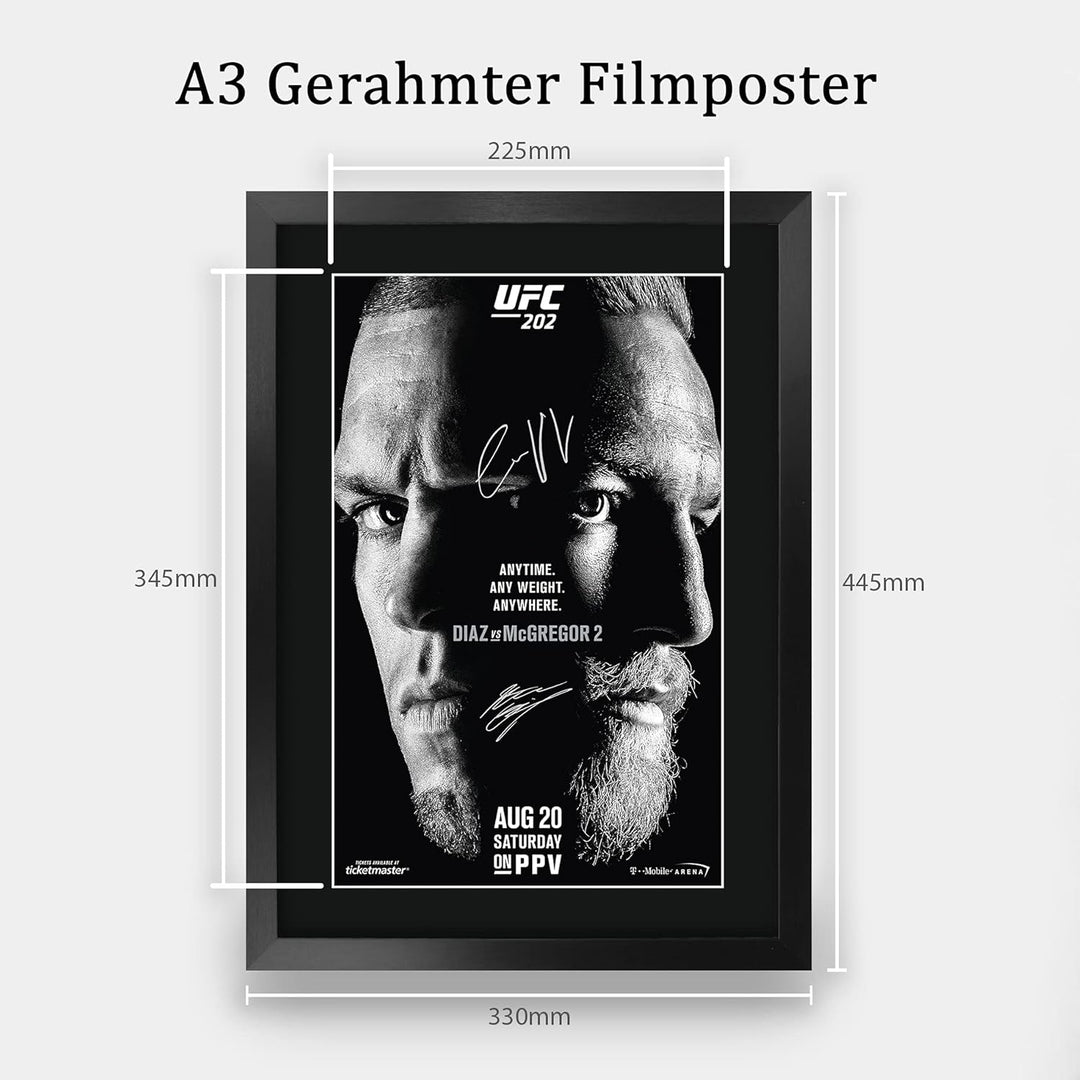 HWC Trading A3 FR UFC 202 Programm Poster Conor McGregor Nate Diaz signiertes Geschenk gerahmt A3 ge