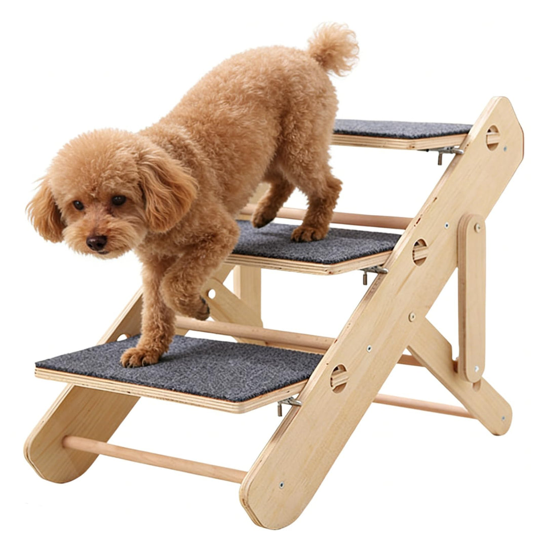 Katzen-Treppe,3-stufig, rutschfest &,Hundestufen | zum Klettern für Zuhause, Wohnzimmer, Bettseite,