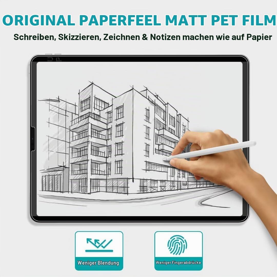 PAPERFEEL Magnetischer Folie für iPad Pro 11 2024 M4 Schutzfolie, Matt Papier Magnetisch Folie zum S