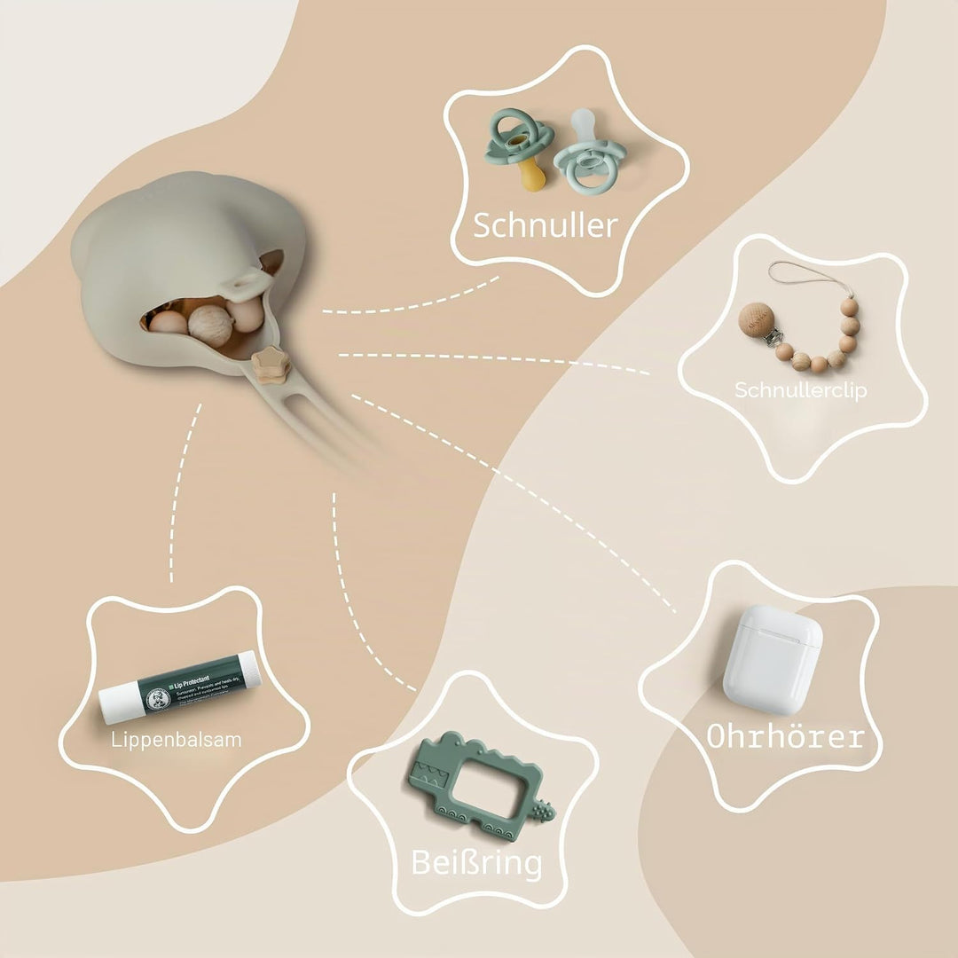 Moonkie Schnullerbox Silikon,2 Pack Box Dummy,Schnullerbox für Unterwegs Sterndesign,Dummy Boxen BPA