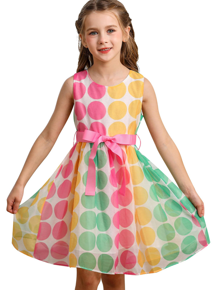 BONNY BILLY Mädchen Kleider Vintage Blumen Festlich Hochzeit Elegant Kinder Kleid mit Gürtel 3-4 Jah