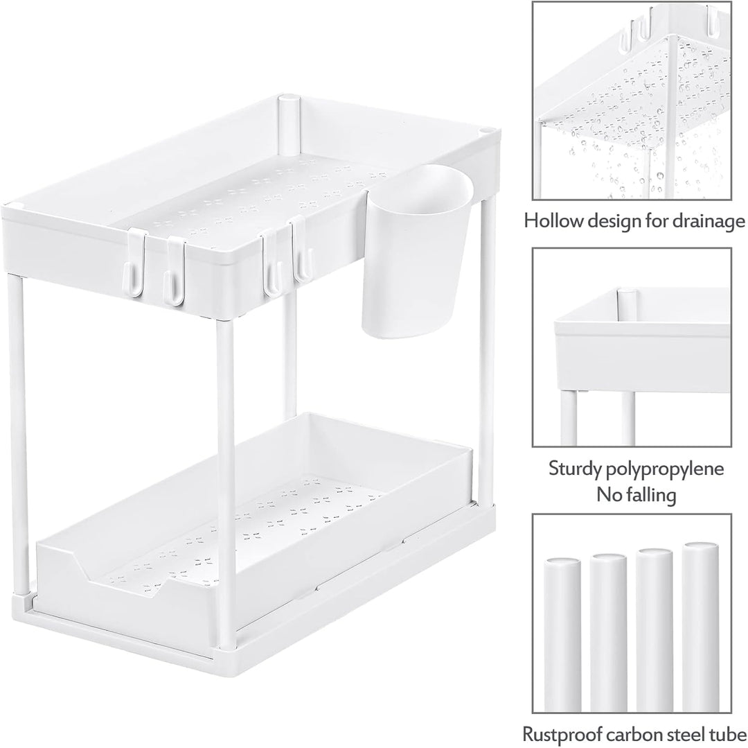 Puricon 2 Set Unter Waschbecken Regal, 2 Etagen Standregal Küche Arbeitsplatte Regal Organizer, Mehr