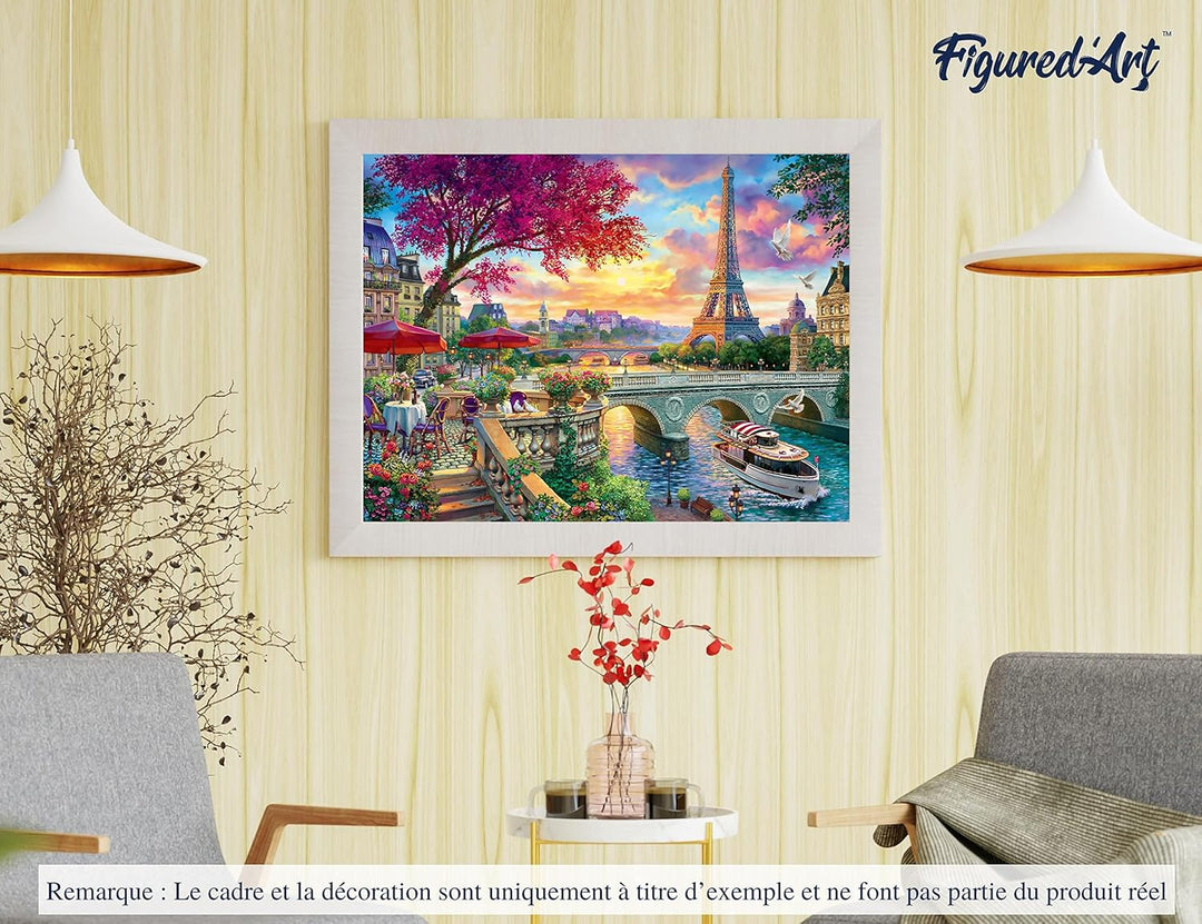 Figured'Art Malen Nach Zahlen Erwachsene Abendessen am Ufer der Seine - Paint by Numbers Basteln DIY