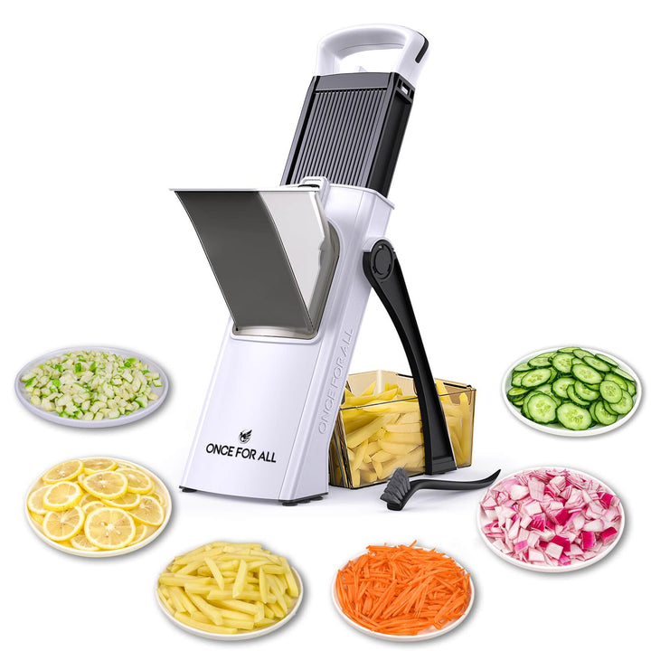 ONCE FOR ALL Upgrade Safe Mandoline Slicer Plus, grössere Grösse, verstellbarer Gemüse- und Lebensmi