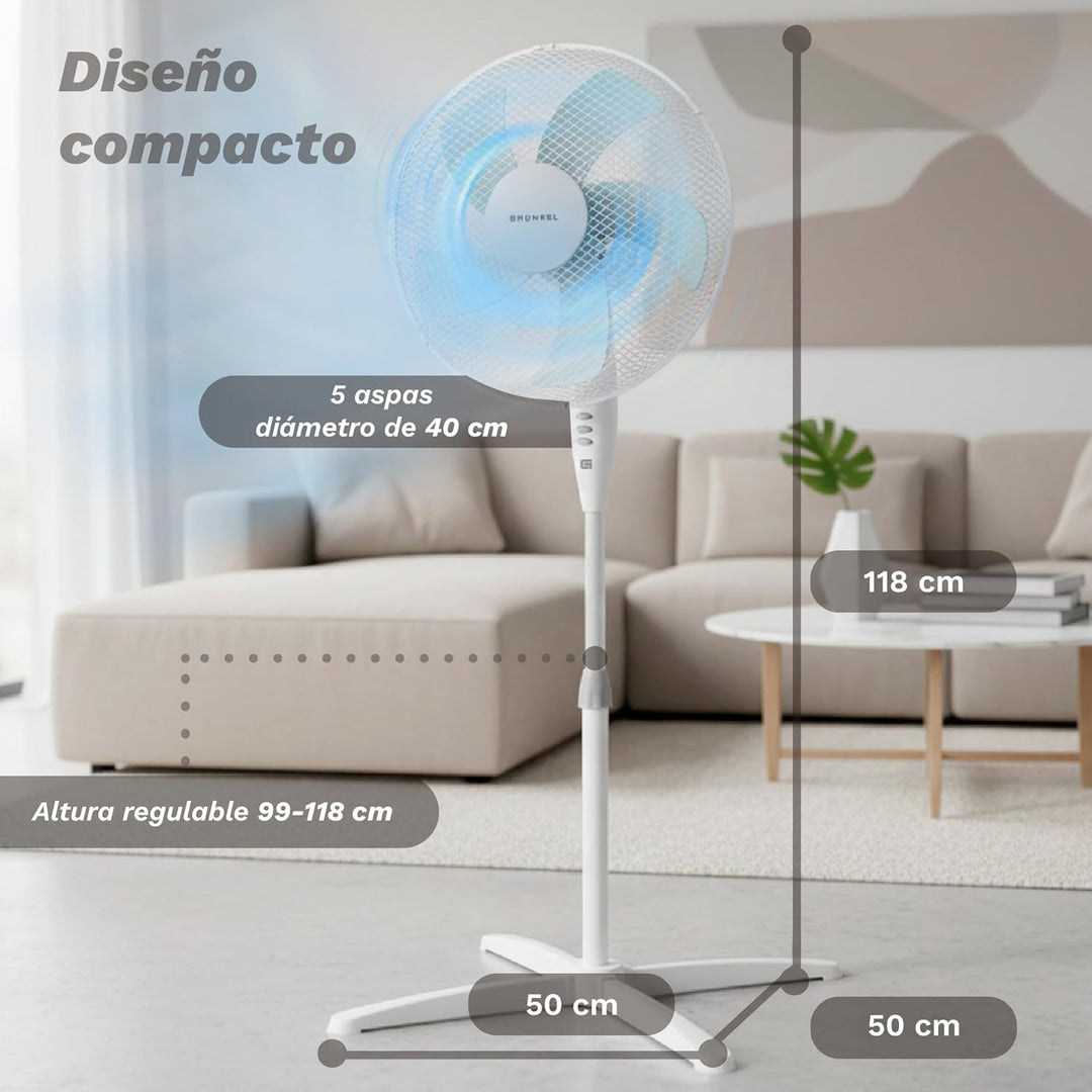Grunkel - 16" Standventilator mit 3 Geschwindigkeitsstufen und Höhenverstellung - FAN-G165X - Blattf