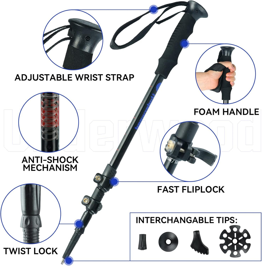 Nordic Walking Stick für Damen und Herren, Teleskop 2 Stück Wanderstöcke für Trekking, Aluminium Wan