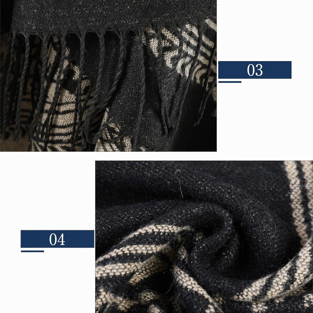Superora Damen Poncho Cape Umhängetuch Stola Strick-Pullover Karierte Deckenschal Sweatshirt Schal m