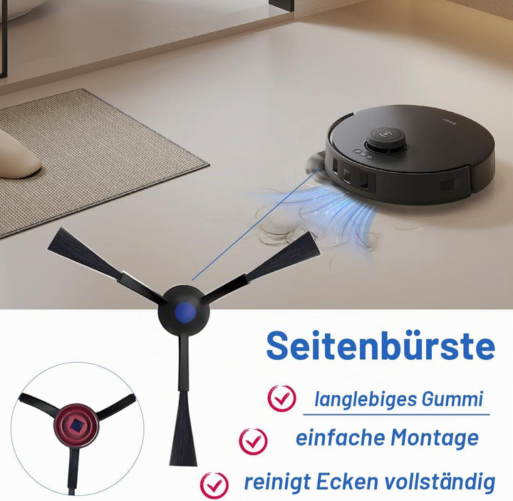 Ersatzteile Set für ECOVACS DEEBOT T30S / T30S PRO, Zubehör mit 1 Hauptbürste, 4 Staubbeutel, 6 Wisc
