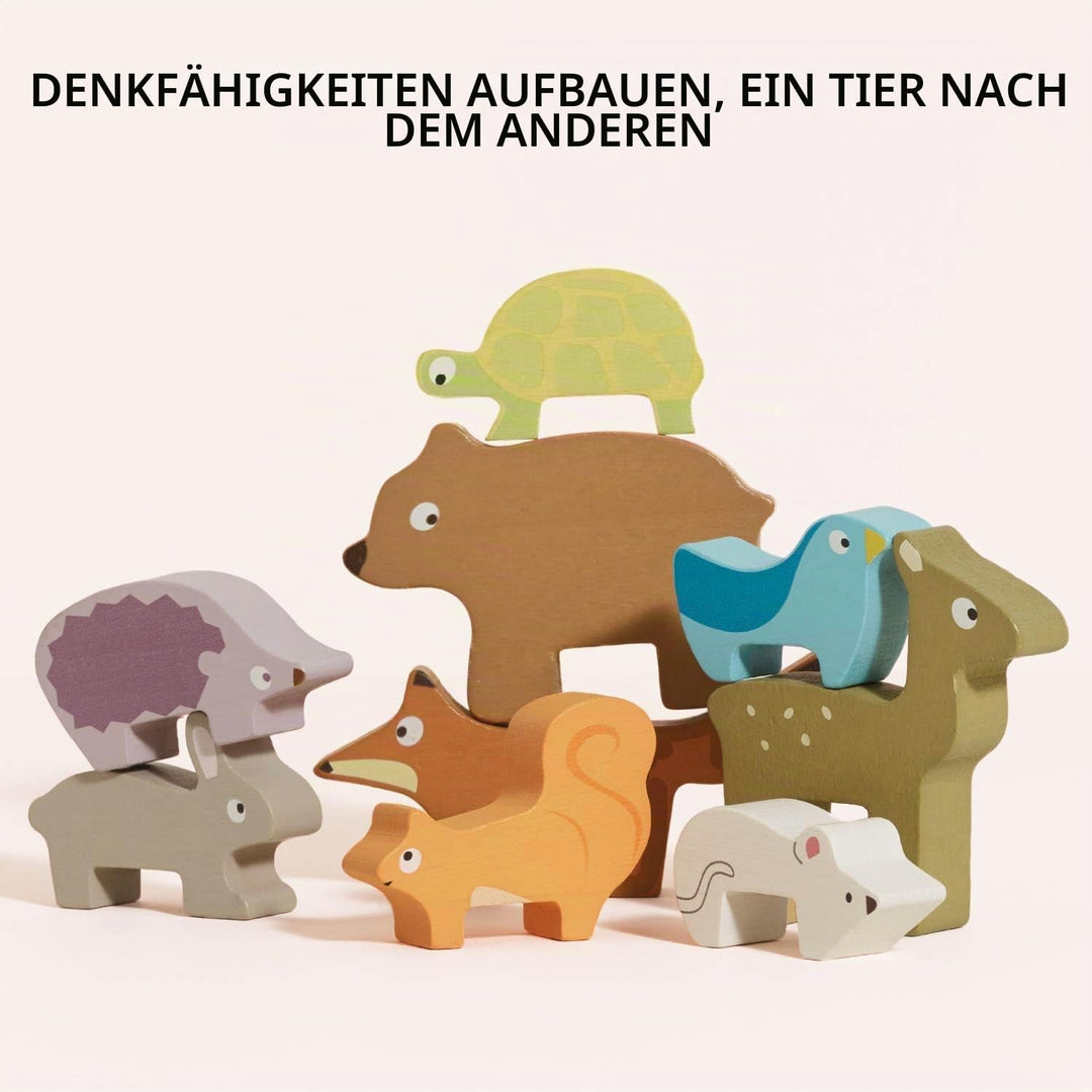 Le Toy Van – Pädagogisches Petilou Stapel- und Balancespiel „Waldtiere“ aus Holz mit Beutel | Tolles