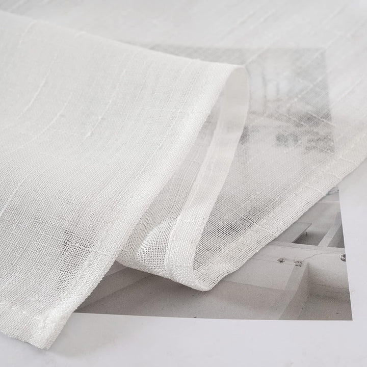 MIULEE 2er Set Voile Vorhang Sheer Leinenvorhang mit Ösen Transparente Leinen Optik Gardine Ösenscha