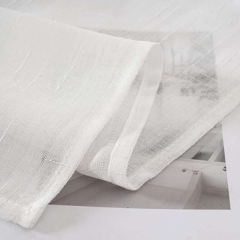 MIULEE 2er Set Voile Vorhang Sheer Leinenvorhang mit Ösen Transparente Leinen Optik Gardine Ösenscha