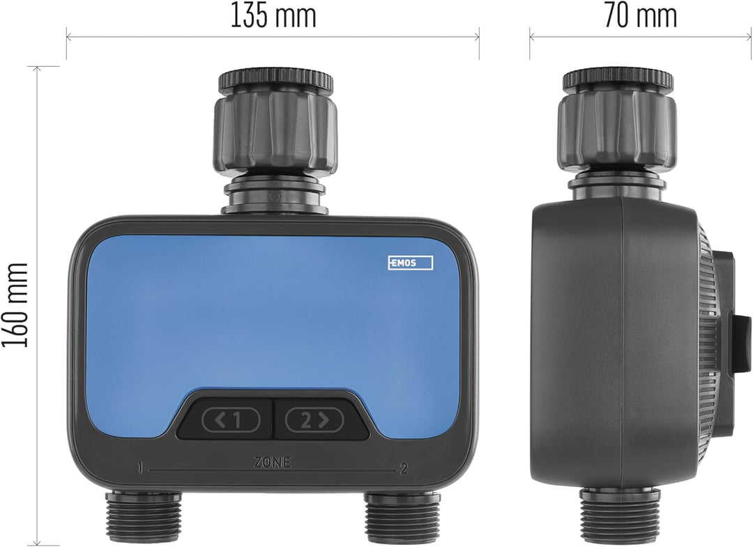 EMOS - smarte Bewässerungsuhr mit 2 Ausgängen mit App, Bluetooth - ZigBee-Hub erforderlich - Batteri