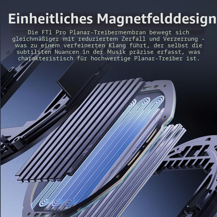 FiiO FT1 Pro Open-Back Planar Magnetic Wired Hi-Fi Kopfhörer für Zuhause, Studio, Aufnahme, hohe Emp