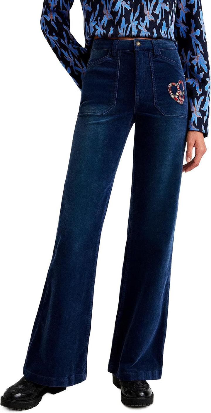 Desigual Damen myheart Casual Pants 36 Blau, 36 Blau