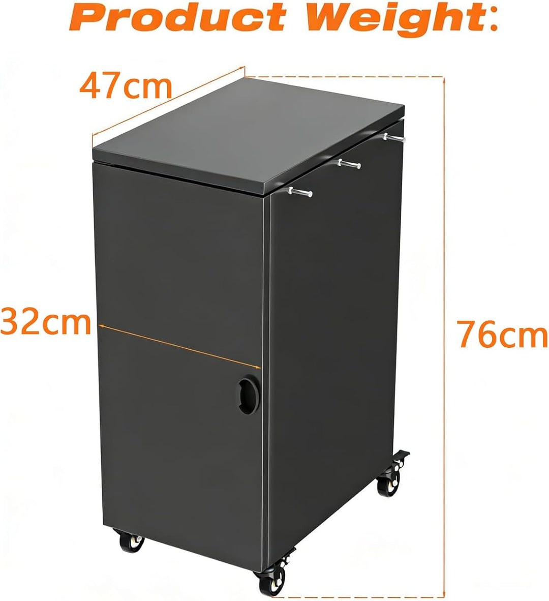 GFTIME Grillwagen mit Stauraum & Haken, Rollbarer Grilltrolley mit 4 Lenkrollen, Outdoor Beistelltis