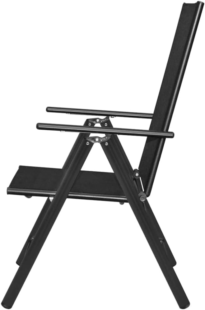 vidaXL 4X Gartenstuhl Alu 54x73x107 cm Klappstuhl Hochlehner Campingstuhl Stuhl Schwarz 4/4, Schwarz
