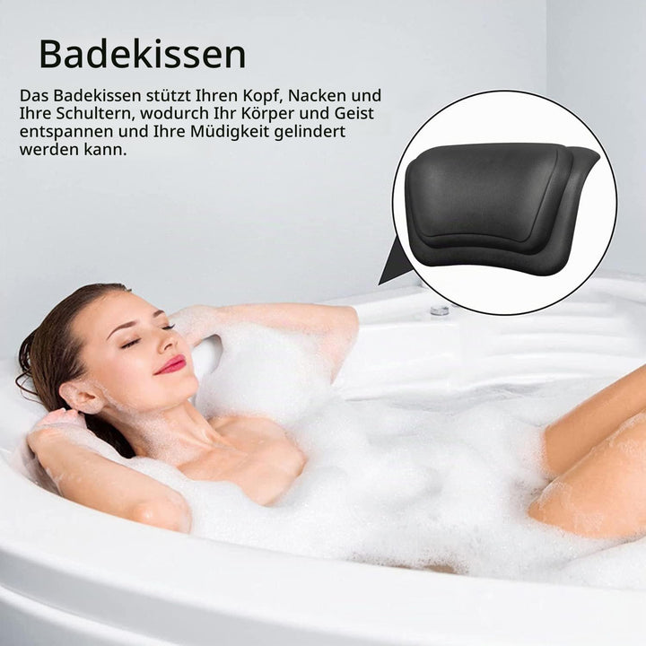 Badewannenkissen Wasserdicht mit Saugnäpfen, Ergonomisches Badekissen für Badewanne, Kopf- Nacken- u