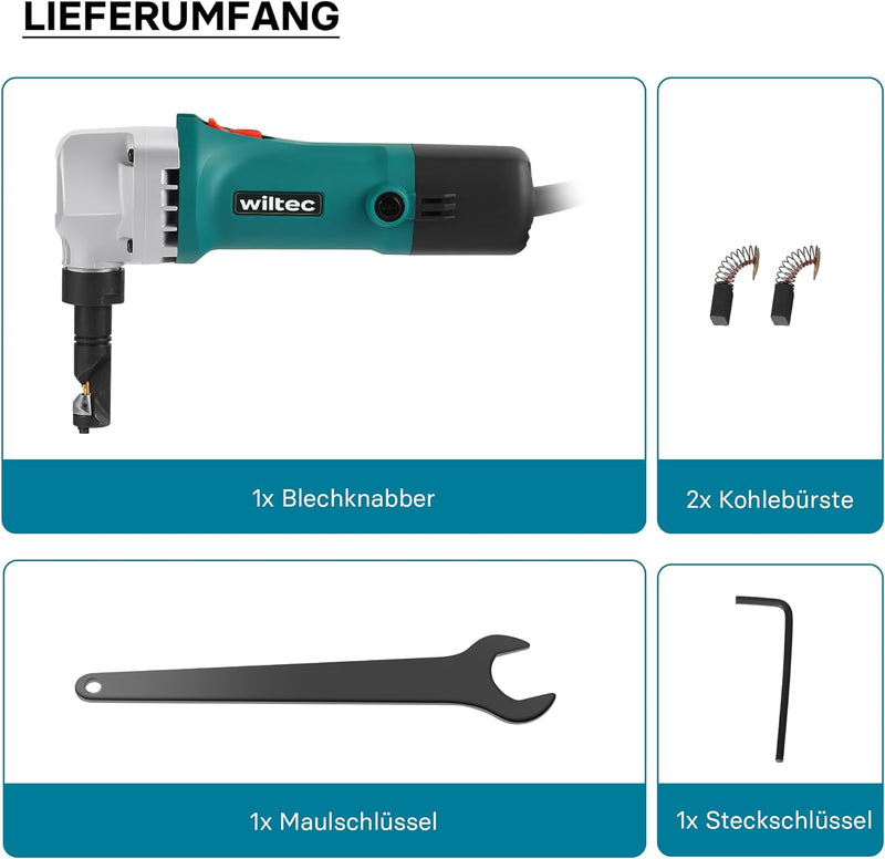 Blechknabber 500W mit Schnitttiefe bis 2,5mm & um 360° drehbarer Knabberkopf